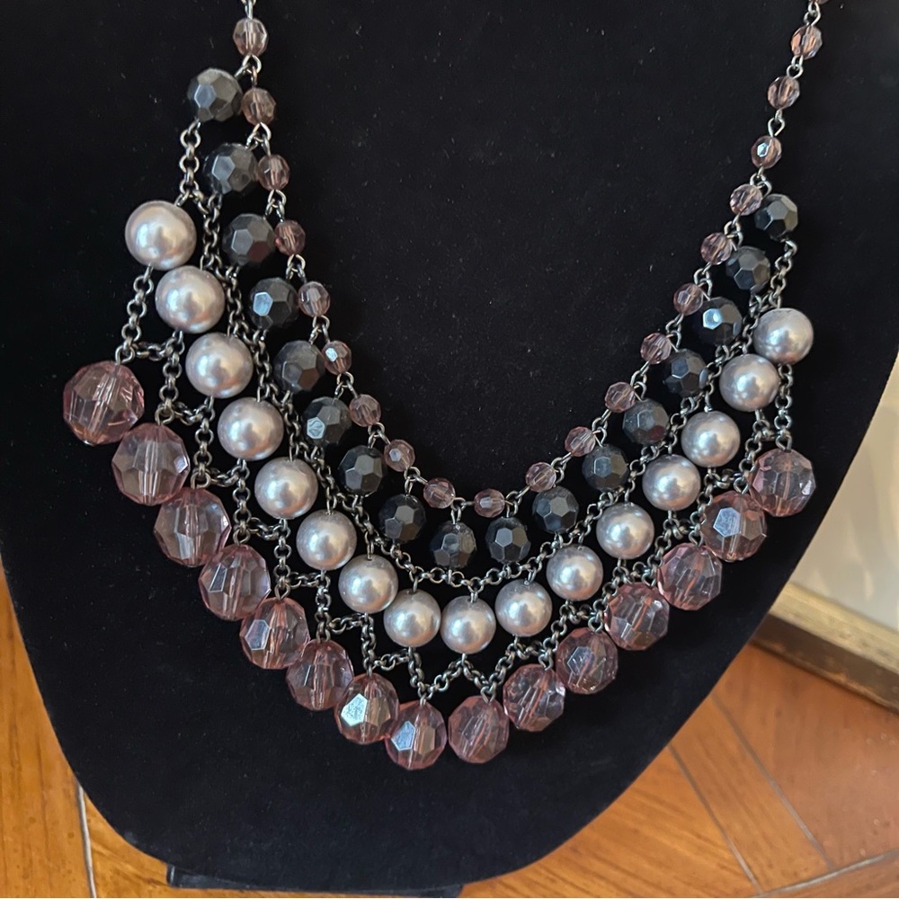 Statement Necklace Beaded Chunky Tiered Bib Art Deco 1920s Glamour Maximalism